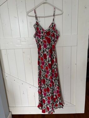 ROLLA'S Red & Pink Floral Slip Midi Dress